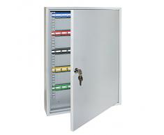 HMF 135100-07 Armoire à clés, 100 crochets, boîte à clés, 55 x 38 x 8 cm, gris clair