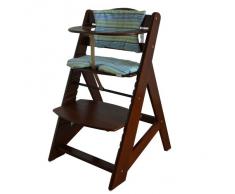 Chaise Haute en bois Ajustable Chaise bébé Escalier chaise haute BRUN HC2533-D02 G