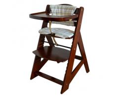 Chaise Haute en bois Ajustable Chaise bébé Escalier chaise haute BRUN HC6551-D02creme