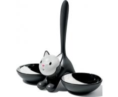 A Di Alessi Tigrito Coupelle chat en inox 18/10 et résine thermoplastique Noir