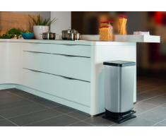 Rotho 7541 Paso Poubelle à pédale, 35.3 x 29.5 x 67.6 cm, 40 L - Argent