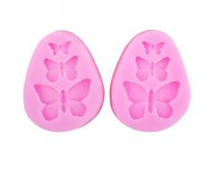 Moule Silicone Forme Dentelle X 2 Fondant Décoration Gâteau Outil Pâtisserie Papillon Rose Fleur