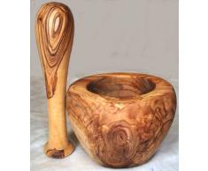 Mortier 12 cm en V avec pilon en bois d'olivier | OLIVE WOOD MORTAR PESTLE 4.7 Inch