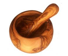 Mortier bombé avec pilon en bois dolivier à 12 cm | OLIVE WOOD ROUND MORTAR PESTLE 4.7 Inch