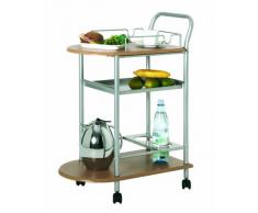 Haku Möbel 40027 Chariot de Cuisine Tube d'Acier Aluminium/Hêtre