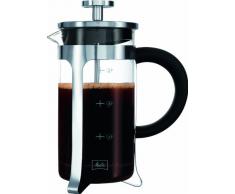 Melitta Cafetière à Piston en Verre, French Press, pour Café ou Thé, Adapté au Micro-Onde, Acier Inoxydable, 400 ml (3 Tasses), Standard, Inox