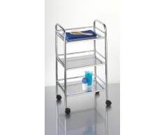 axentia Meuble de Rangement à Roulettes - Chariot de Cuisine Salle de Bain à Roulettes - Ãtagère en Métal Chromé à Roulettes - Desserte Roulante à 3 Ãtages 40 x 32 x 74 cm