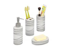 Zeller 18250 Set de 4 accessoires pour salle de bain en céramique, blanc