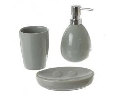 Paris Prix - Set de 3 Accessoires Salle de Bain Gris