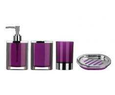 Premier Housewares 1601516 Set de 4 Accessoires de Salle de Bain Plastique Effet Chromé/Violet