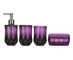 Premier Housewares 1601508 Cristallo Set de 4 Accessoires de Salle de Bain Plastique Violet