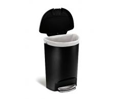Simplehuman CW1355 Poubelle semi-ronde à pédale Noir 50 l