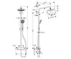 Hansgrohe 27185000 Colonne de douche Croma 220 DN 15 avec tête de douche 400 mm Chromé