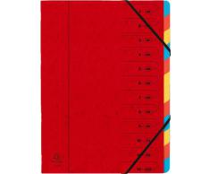 Exacompta Trieur Agrafé avec Élastiques 12 Compartiments Rouge