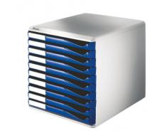 Esselte Bloc de Classement 10 Tiroirs - Gris/Bleu Foncé