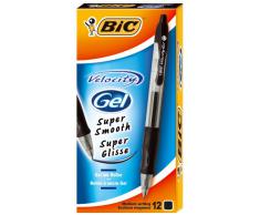 Bic Vélocity gel Stylo à bille Encre gel Pointe moyenne Noir Lot de 12