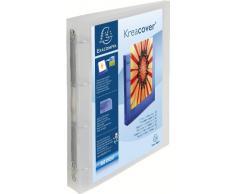 Exacompta Kreacover Chromaline Classeur à 4 anneaux A4 30 mm avec Dos 40 mm Blanc Transparent
