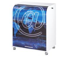 Simmob MUST095BL801 Arobase 801 Meuble Informatique à Roulettes avec Rideau Imprimé Bois Blanc 53,2 x 79,2 x 93,8 cm