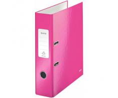 Leitz 10050023 WOW Classeur à Levier en Carton Format A4 600 feuilles Etiquette de 80 mm- Rose Brillant