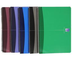 Oxford Office Essentials 100105331 Lot de 5 Cahier reliure spirale Format A4 180 pages 90 g Aléatoire