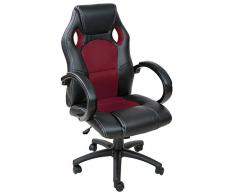 TecTake Chaise fauteuil siège de bureau hauteur réglable sportive - diverses couleurs au choix - (Bordeaux)