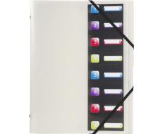 Exacompta 56610E Trieur Polypro avec Chemise 3 Rabat en Fin de Trieur 8 Compartiments Coloris aleatoire