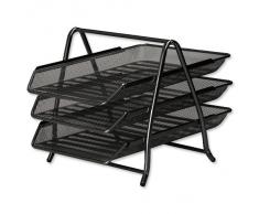 Osco Réf 3TT B Corbeille à courrier superposable en maille 3 étages Noir Papier ministre