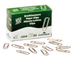 Durable 120424 Boîte de 100 Trombones 26 mm Cuivré