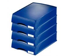 Leitz Plus - Corbeille à courrier à tiroir 70mm - Bleu foncé - Lot de 4
