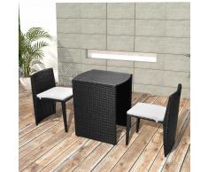 vidaXL Set Tavolo Sedie da Giardino 5 pz Polirattan Impermeabile Nero