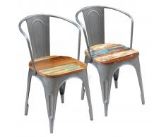 vidaXL 2 Pz Sedie Sala da Pranzo Legno Massello Recuperato 51x52x80 cm