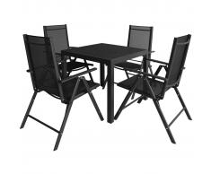 vidaXL 5 pz Set Tavolo e Sedie da Giardino in Alluminio WPC