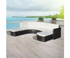 vidaXL Set Divani da Giardino 16 pz in Polirattan Modulare Nero
