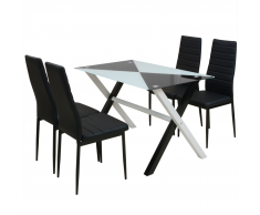 vidaXL Set 5 pezzi Tavolo e Sedie da Pranzo in Pelle Artificiale