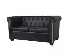vidaXL Divano Chesterfield a 2 Posti in Pelle Artificiale Nero