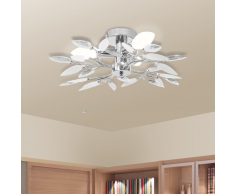 vidaXL Lampada da soffitto foglie bianche e cristallo acrilico trasparente