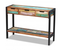 vidaXL Credenza con 3 Cassetti in Legno Massello Anticato