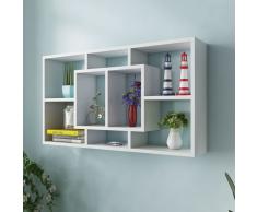 vidaXL Scaffale a Parete in Plastica 8 Scomparti Bianchi