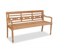 vidaXL Panchina Batavia a 3 Posti in Legno di Teak 150x51,5x84 cm