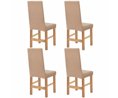 vidaXL 4 Pz Coprisedie Elasticizzati Beige a Strisce Larghe