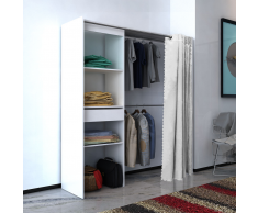 vidaXL Armadio con Tenda Larghezza Regolabile 121-168 cm Bianco