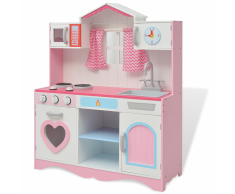 vidaXL Cucina Giocattolo in Legno 82x30x100 cm Rosa e Bianca