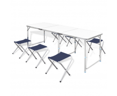 vidaXL Set Tavolo da Campeggio Pieghevole con 6 Sedie Regolabili 180 x 60 cm