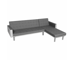 vidaXL Divano Letto ad Angolo Tessuto 218x155x69 cm Bianco e Grigio