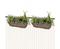vidaXL Set 2 pz Piantatrice trapezoidale in rattan per balcone 50 cmi Marrone