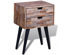 vidaXL Comodino con 2 cassetti in legno anticato di teak