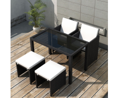 vidaXL Set Tavolo e Sedie per Esterni 11 pz in Polirattan Nero