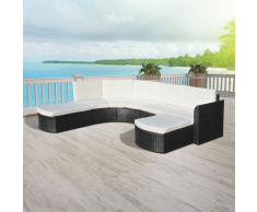 vidaXL Set Divani da Esterni 16 pz in Polirattan Nero