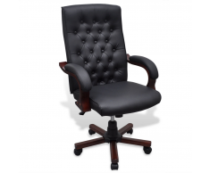 vidaXL Sedia da ufficio Chesterfield in ecopelle nera