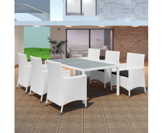 vidaXL Set Tavolo e Sedie per Esterni 13 pz in Polirattan Bianco Crema
